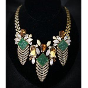J.Crew Statement Feather and Cabochon Necklace